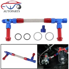 Poseng3210 Aeiou New Braided Dual Feed Carb Fuel Line Fitting 8an For Holley 4150 Carburetor An8