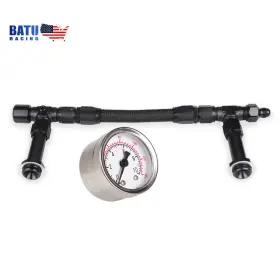 Batu Tc013-bk-zh-us Full Black Carburetor 4150 Pressure Gauge An8 Braided Dual Feed Carb Fuel Line