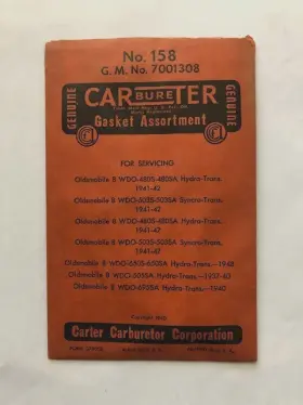 Carter 7001308 Vintage Carb Gasket Set #158 Fits 1937-1948 Olds 8 With 2bbl Wdo