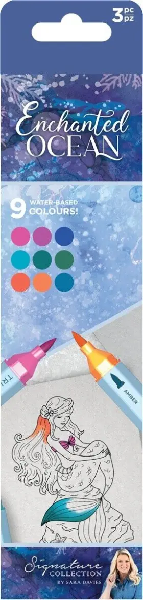 Crafters Companion 195094117250 Sara Signature Enchanted Ocean Tricolour Aqua Markers 3/pkg-enchanted 5a00