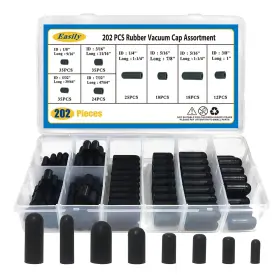 Easily 791715984784 Vacuum Caps Rubber Plug Kit - 202 Pcs 8 Size Assorted Plugs Hose End C