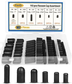 Easily Jr9825 Rubber Vacuum Caps Plug Kit 102 Pcs Assorted Plugs Hose End