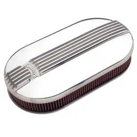 Edelbrock 4119 Pro-flo Polished Large Oval Air Cleaner For Dual-quads - 2.4 Inch Cotton
