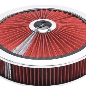 Edelbrock 43660 Pro-flo Chrome Round 14 Inch Air Cleaner - 3 Element Red