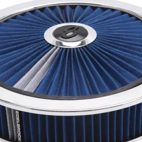 Edelbrock 43661 Pro-flo Chrome Round 14 Inch Air Cleaner - 3 Element Blue
