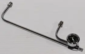 Gh 2197-s5715 Chrome Dual Feed Tube Fuel Gas Line And Gauge For Holley Carb 4150 Double Pumper