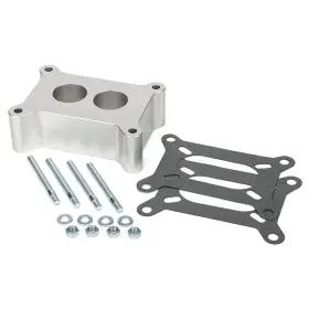 Hamburger 3132 Carburetor Spacer Holley 2bbl 2.000 Inch 2-hole Clear Anodized Billet Aluminum