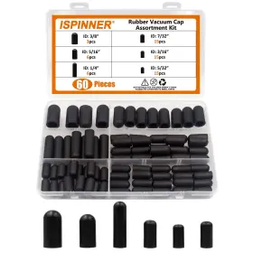Ispinner Cap-60 60pcs Rubber Vacuum Caps Assortment Kit Hose End For Black