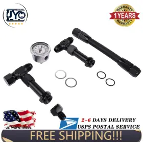 Jinyocom Fuh012-bk Fpr007-rd-t An8 Braided Dual Feed Carb Fuel Line Pressure Gauge For Holley 4150 Series
