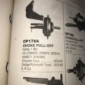 Cpa135 Kemparts Cp178a Choke Pull Off Fits Chrysler Prod. 74-82 Holley Standard