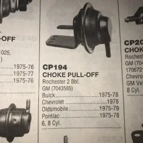 Kemparts Cp194 Carburetor Choke Pull-off Fits Gm 1975-79 6 8 Cyl 2 Bbl