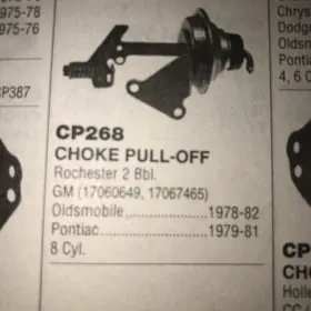 Kemparts Cp268 Carburetor Choke Pull Off Fits 1978-82 Gm V8 2 Bbl