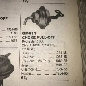 Kemparts Cp411 Choke Pull-off Fits Gm Jeep 1984-85 6 Cyl Standard Cp315 Freeship