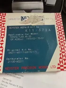 Keyster K11-372a Toyota Fj40 Fj45 Fj60 Land Cruiser Carburetor Rebuild Kit Ft73/02 - Ft75/01