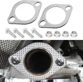Kutyun Qph-0189 2 Pcs Car Exhaust Gasket Inch 2-bolt Pipe Flange 2in Screw