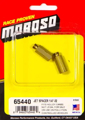 Moroso Performance Products 65440 For Jet Spacer - Holley 1/4in-32 Std Brass 2 Pack