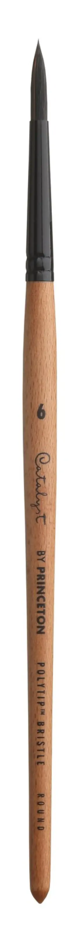 Pacon 757063645777 Princeton Catalyst Polytip Brush-short Handle Round Size 6 - 5a00304h-1h1mg
