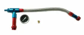 Hr0278 Pirate Mfg Braided Holley 4150 Double Pumper Fuel Line Log Anodized With Blk Oil Filled Gauge