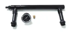 Pirate Mfg Hr0281 Black Aluminum Holley 4150 Double Pumper Fuel Line Log Anodized With Gauge