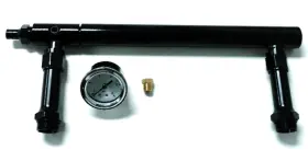 Hr0282 Pirate Mfg Aluminum Holley 4150 Double Pumper Black Fuel Line Log Anodized With White Gauge