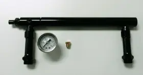 Pirate Mfg Hr0283 Aluminum Holley 4150 Double Pumper Fuel Line Log Anodized With White Oil Gauge