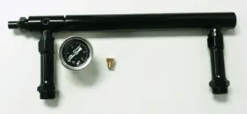 Pirate Mfg Hr0284 Aluminum Holley 4150 Double Pumper Fuel Line Log Anodized With Black Oil Gauge