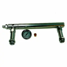 Pirate Mfg Hr0464 Double Pumper Billet Aluminum Fuel Line Log Anodized Fits Holley 4150 With White G