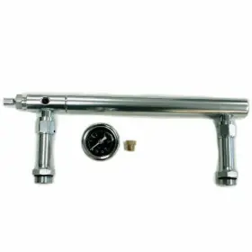 Pirate Mfg Hr0466 Aluminum Holley 4150 Double Pumper Fuel Line Log Clear Anodized And Black Oil Gaug