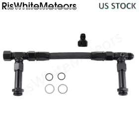 Riswhitemeteors Fuh012-bk-d For Holley Carburetor 4150 Braided Carb Fuel Line Double Pump 8an An8 Dual Feed