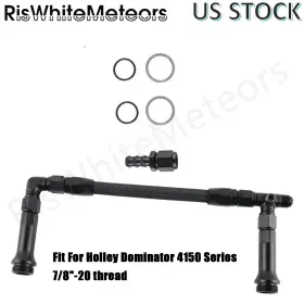 Riswhitemeteors Fuh018-bk-d For 4150 Holley Carburetor Double Pump Dual Feed Carb Fuel Line An6 Braided Us
