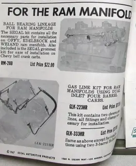 Segal Glk-223hr Rare Vintage Dual Chrome Fuel Lines Double Carburetors Cross Ram Manifold
