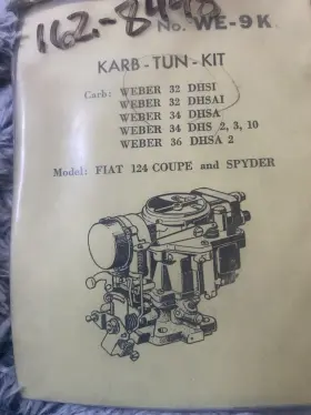 Weber We-9k. Karb-tun-kit. Fiat 124 Coupe And Spyder. We-9k