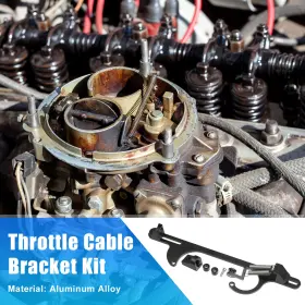 X Autohaux 655692300886 Aluminum Alloy Car Throttle Cable Bracket Kit For 4150 4160 Series Carburetor