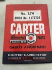 Buick 1172724 Carter Carburetor Rebuild Kit #274 Nos New. Price: $9.99.