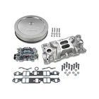 Sbc Chevy 350 Edelbrock 2701 Intake W/gaskets, 600CFM 1406, & Air Cleaner Combo New. Price: $830.86.