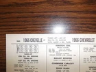 1966 Chevrolet & Chevelle Eight Series 425HP 396 Ci V8 427 Tune Up Chart Used. Price: $15.00.