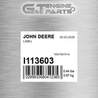 L113603 Label Fits John Deere (surplus Open Box) New. Price: $123.60.
