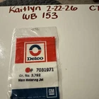 (1) Gm Nos Part 7031971 Carb Metering Jet, Made Usa, Sold Individually New. Price: $7.19.