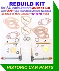 Rebuild Kit+an Needles For HS2 Su Carbs Bmc Mini Cooper "s" 970 1964 New. Price: $253.81.