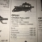 Carburetor Choke Pull-off Kemparts CP331 Fits 1980-87 Gm 2 Bbl New. Price: $14.89.
