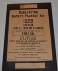 Nos Carburetor Gasket Package Kit 1941-1951 Ford Six Cylinder Holly New. Price: $19.99.