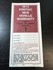 1973 Pontiac Blank New Vehicle Warranty Plan Book Firebird Trans Am T/a Sd 455. Price: $64.99.